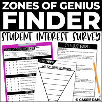 Preview of Student Interest Survey and Zones of Genius Inventory for Back to School