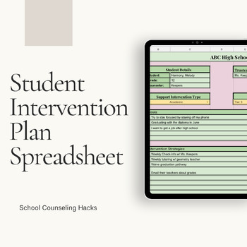 Preview of Student Intervention Plan Spreadsheet