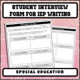 Student Interview Form for IEP Writing | Student Informati