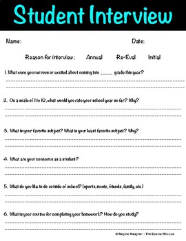 Preview of Student Interview Template