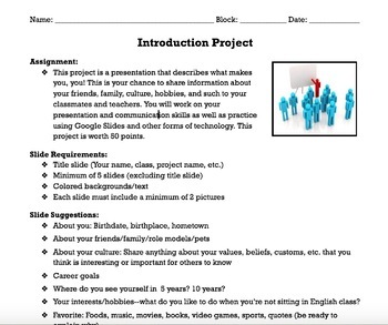 Preview of Student Introduction Google Slides Presentation