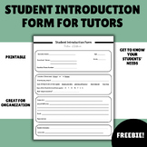 Student Introduction Information Form for Tutors - K-12 FREEBIE