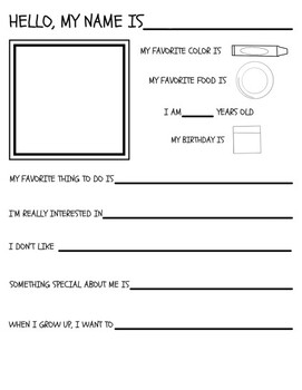 Student Introduction Worksheet by Alexandra Estes | TPT