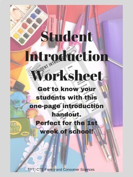 Preview of Student Introduction Worksheet (Back to School; Get To Know You Form)