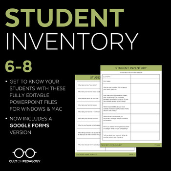 Preview of Student Inventory: Grades 6-8