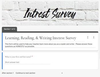 Preview of Student Inventory | Learning, Reading & Writing Survey | Editable | Printable