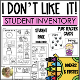 Student Interest Inventory Things I Don't Like Back to Sch