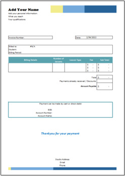 Preview of Student Invoicing - Instrumental Teachers