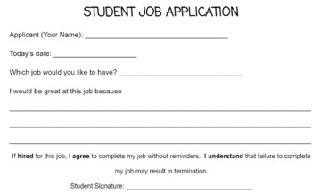 Preview of Student Job Application