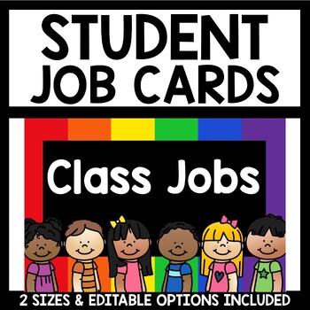 Preview of Classroom Job Cards in black and primary colors