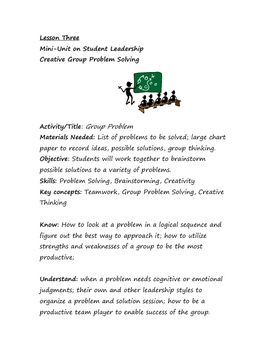 Preview of Student Leadership: Creative Group Problem Solving