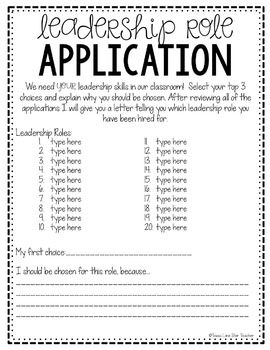 Student Leadership Role Forms FREEBIE! by Texas Lone Star Teacher