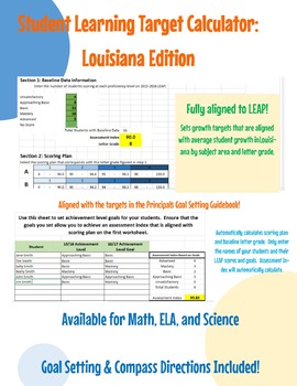 Preview of Student Learning Target Calculator for LEAP Math, ELA, and Science!  (Louisiana)