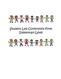 Student Led Conference Form - Elementary Level