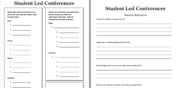 Preview of Student-Led Conference Form - Montessori Classroom Form