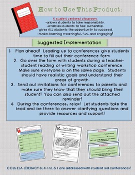 Preview of Student Led Conference Planning Template and Invite