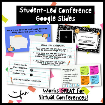 Preview of Student Led Conference Slideshow (Google Slides) - Parent Teacher Conferences