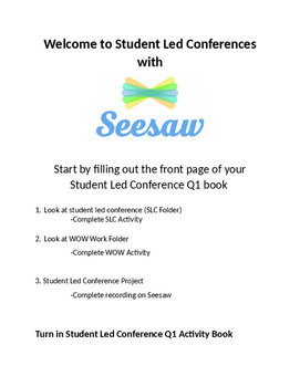 Preview of Student Led Conference with Seesaw Activity notebook