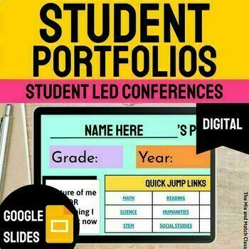Preview of Student Led Conferences Middle School Student Portfolio Digital EDITABLE