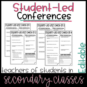 Preview of Editable Student-Led Conferencing Sheets for Secondary Students