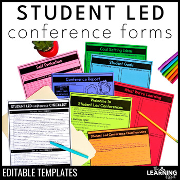 Preview of Student Led Parent Teacher Conferences Forms | Editable Templates Reminders