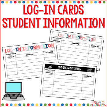 Preview of Student Log In Cards Digital Learning