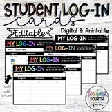 Student Log In Cards - Printable and Digital -5 colors- pastel, neutral, rainbow