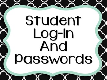 Preview of Student Log-in Username and Password Cards