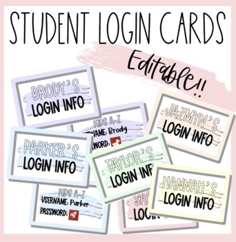 Preview of Student Login Cards- EDITABLE