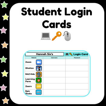 Preview of Student Login Cards ✨ Simple & Customizable