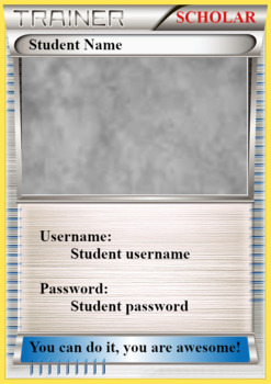 Preview of Student Login Pokemon Trainer Card
