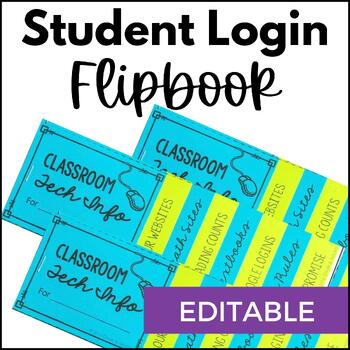 Preview of Student Login and Password Technology Flip Book / Editable Flipbook for Logins