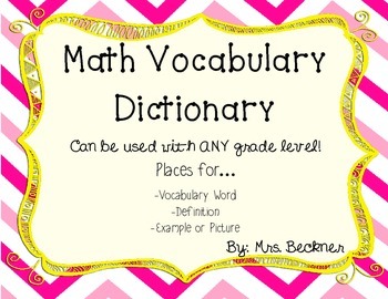 Preview of Student Math Dictionary