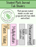 Student Math Journal Tab Dividers