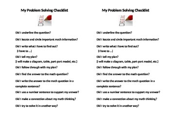 Preview of Student Math Problem Solving Checklist