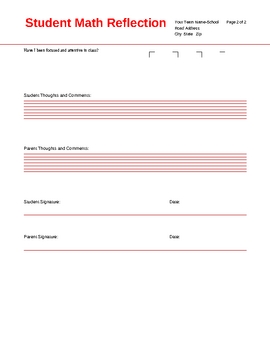 Student Math Reflection Sheet by Groovy Math | TPT