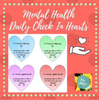 Preview of Daily Mental Health Check In Hearts