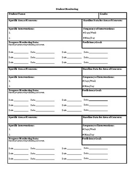 Student Monitoring Document by Adventures in 206 | TpT