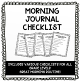 Student Morning Journal Checklist/Expectations: Great Morn
