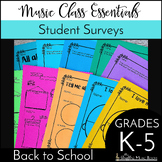 Student Music Surveys Editable First Day Activity
