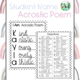 Student Name Acrostic Poems - with adjectives list
