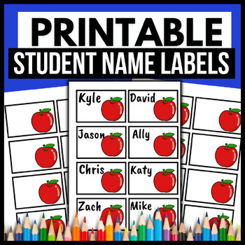 Preview of Student Name Desk Labels → PRINTABLE Apple Classroom Tags / Cards