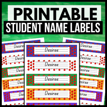 Preview of Student Name Desk Labels → PRINTABLE Apple Classroom Tags / Cards