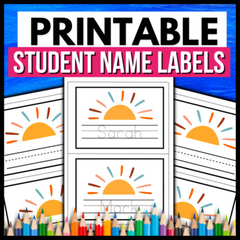 Preview of Student Name Desk Labels → PRINTABLE BOHO Sun Classroom Tags / Cards