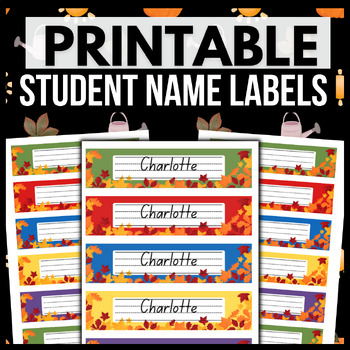 Preview of Student Name Desk Labels → PRINTABLE Fall Leaves Classroom Tags / Cards