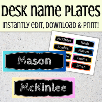Preview of Student Name Desk Plates | Printable Name Tags for Cubbies and Desks