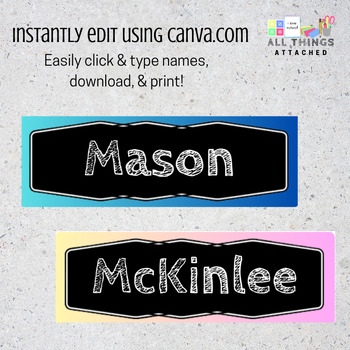 Student Name Desk Plates | Printable Name Tags for Cubbies and Desks