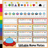 Student Name Plates Editable Rainbow UFO Primary Desk Tags