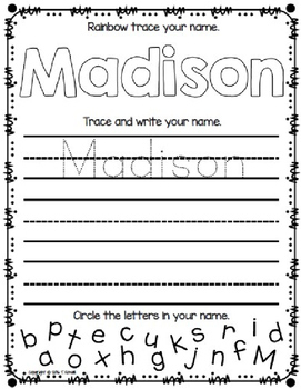 Preview of Student Name Practice (Editable)