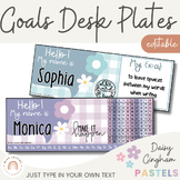 Student Name Tags & Goals Desk Plates | Daisy Gingham Past